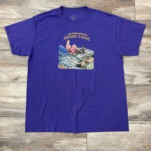McMenamins Mens T‎ Shirt Grand Lodge Print Size L Purple